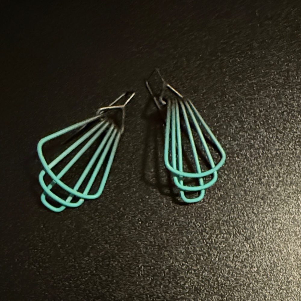 Teal Wire Earrings — Fun